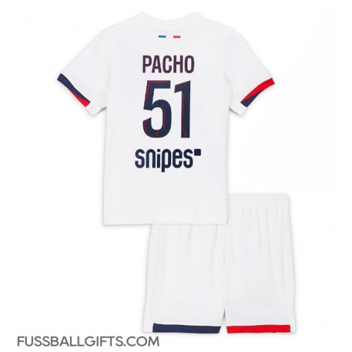 Paris Saint-Germain Willian Pacho #51 Fußballbekleidung Auswärtstrikot Kinder 2025-26 Kurzarm (+ kurze hosen)